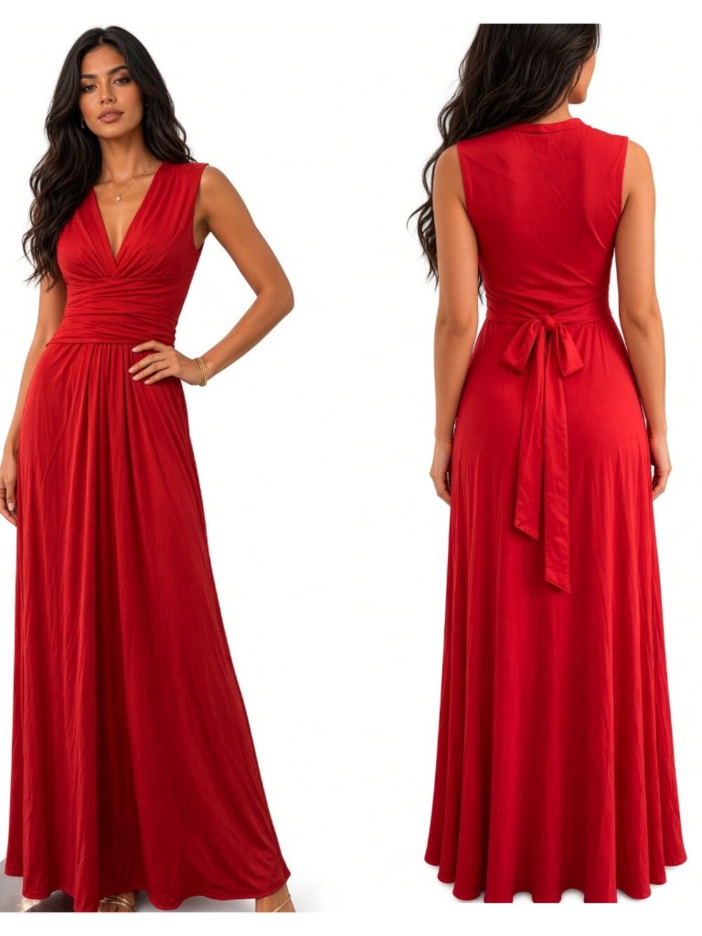 ISSA London Floor Length Silk Jersey Sleeveless Maxi Dress 1 DJSI 0157LN Scarlet